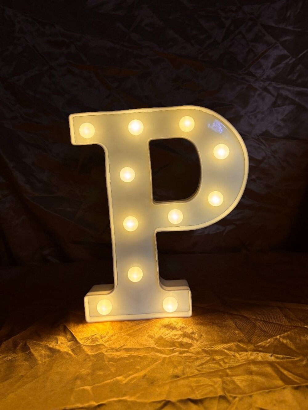White Letter P Marquee Light Up Sign LED Wall Decor Initial Monogram Battery